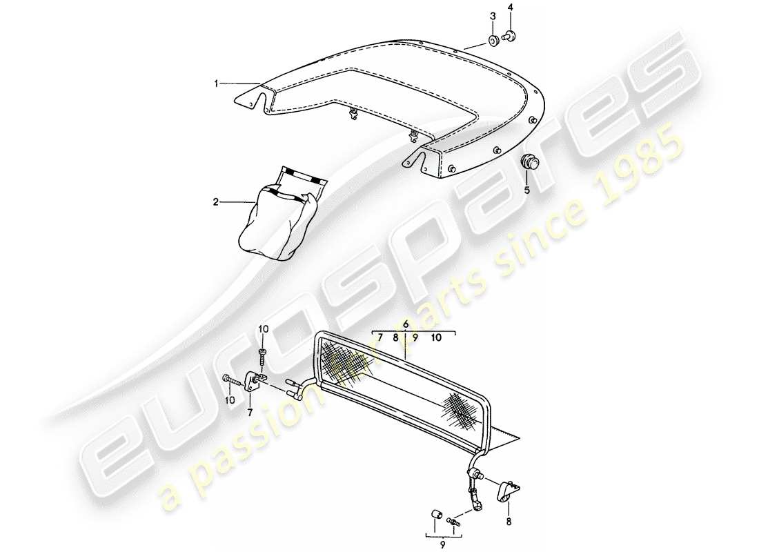 porsche 993 (1997) boot cover - windscreen part diagram