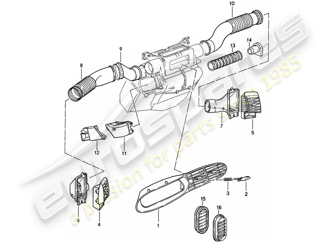 porsche 944 (1987) air duct parts diagram