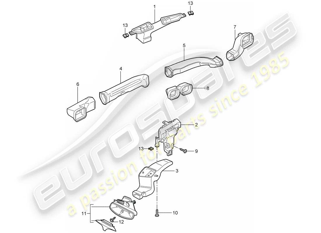 porsche 997 t/gt2 (2007) air distributor part diagram