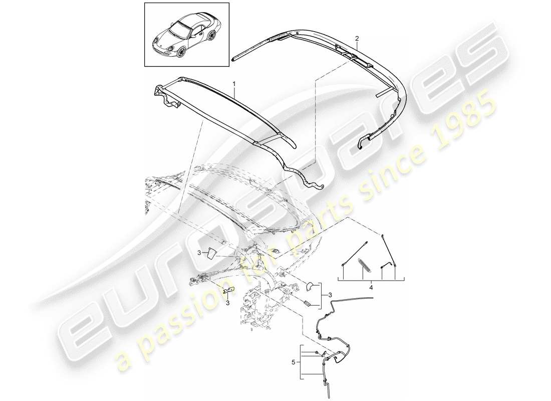 porsche 997 gen. 2 (2009) top frame parts diagram