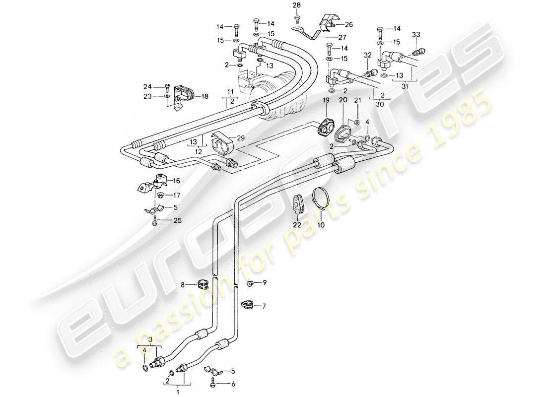 porsche 964 (1990) refrigerant circuit parts diagram