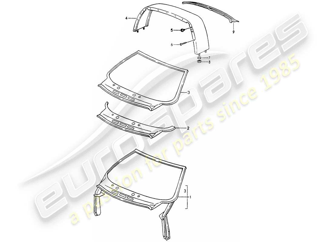 porsche 964 (1990) exterior panelling part diagram