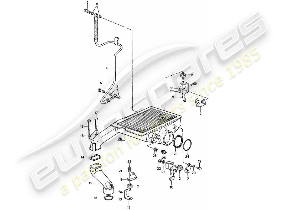 porsche 924 (1980) charge air cooler part diagram