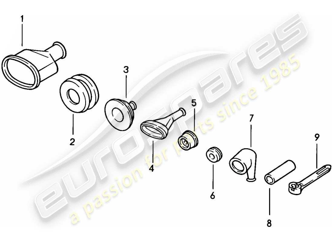 porsche 924s (1988) grommet - tie wrap part diagram