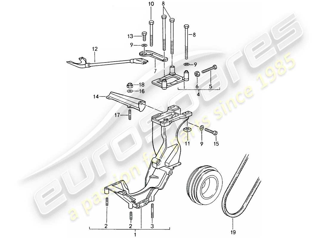 porsche 993 (1997) compressor - - mounting - driving mechanism part diagram