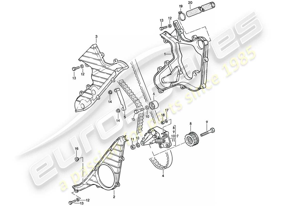 porsche 924s (1988) camshaft - driving mechanism - d - mj 1987>> part diagram