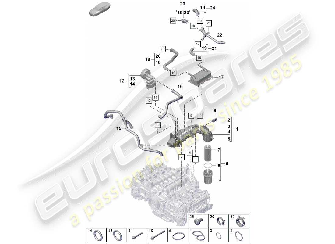 a part diagram from the porsche boxster spyder parts catalogue