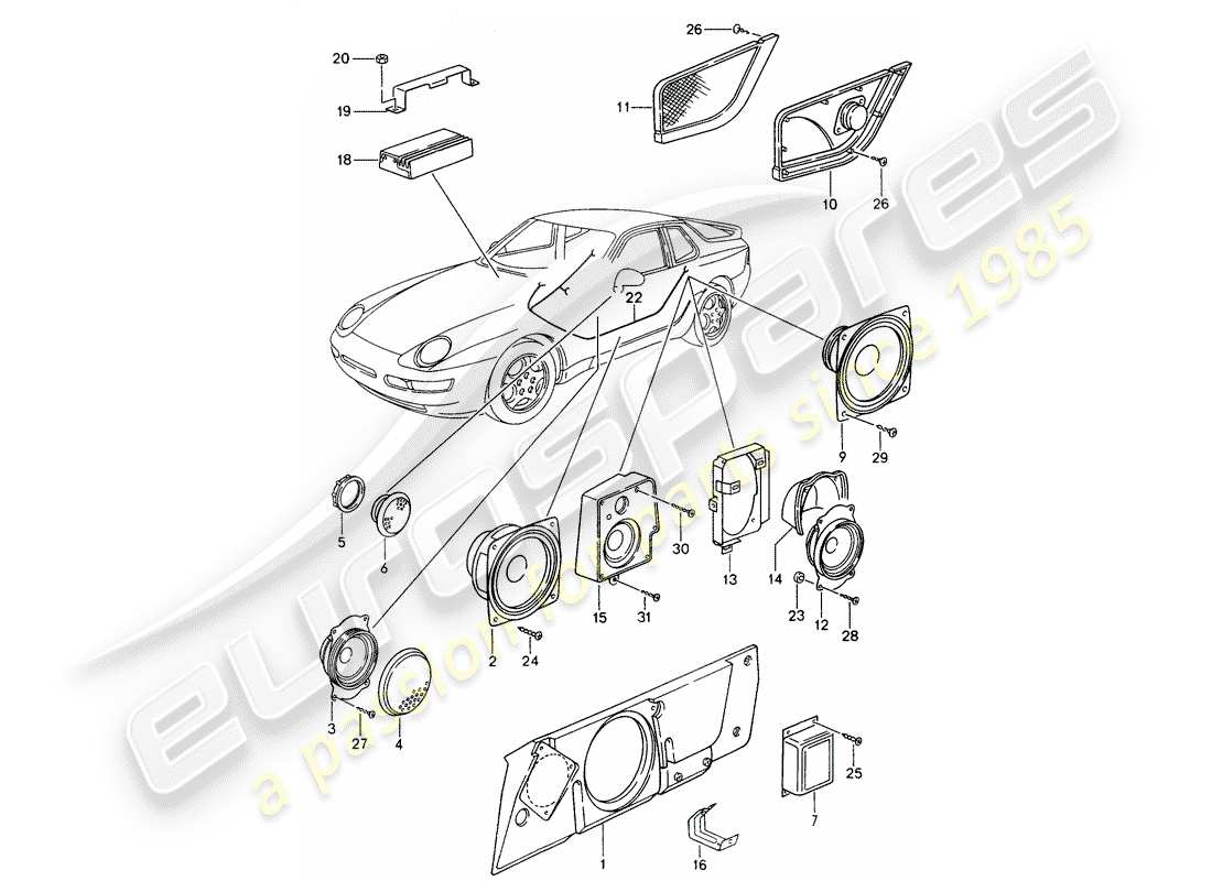 a part diagram from the porsche 968 parts catalogue