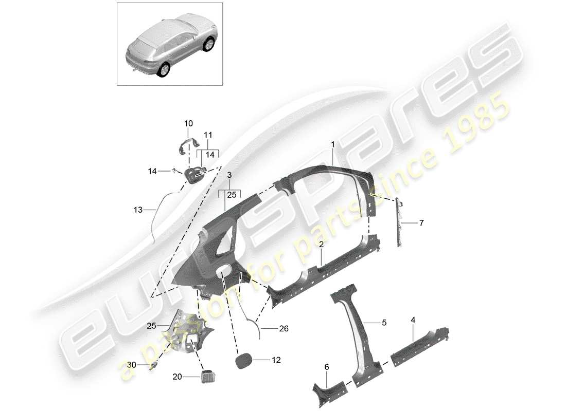 a part diagram from the porsche macan parts catalogue