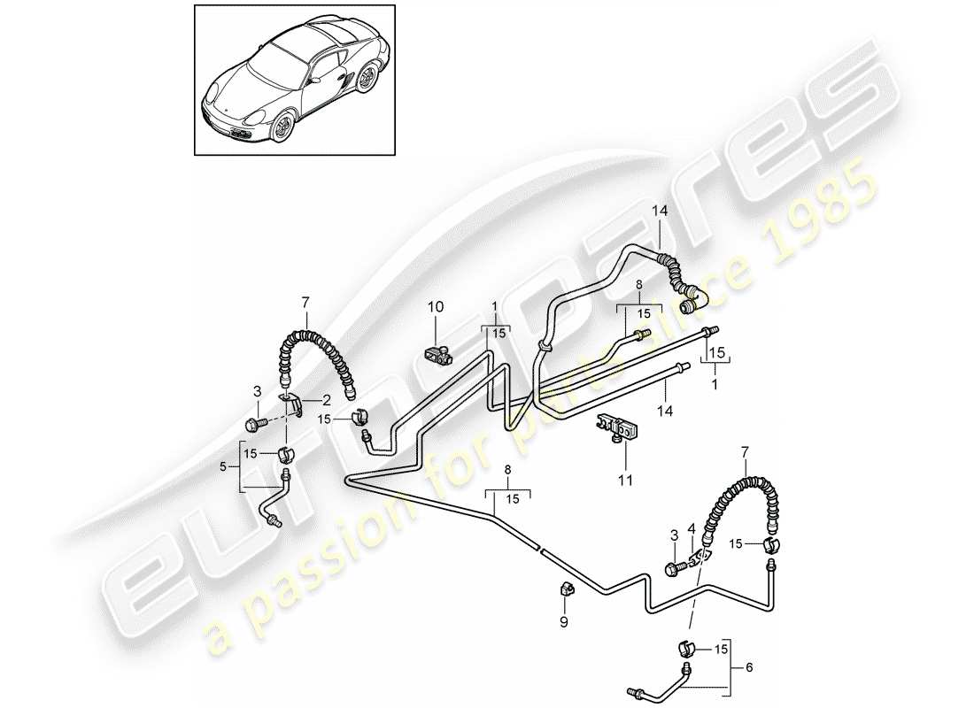 a part diagram from the porsche cayman 987 (2011) parts catalogue