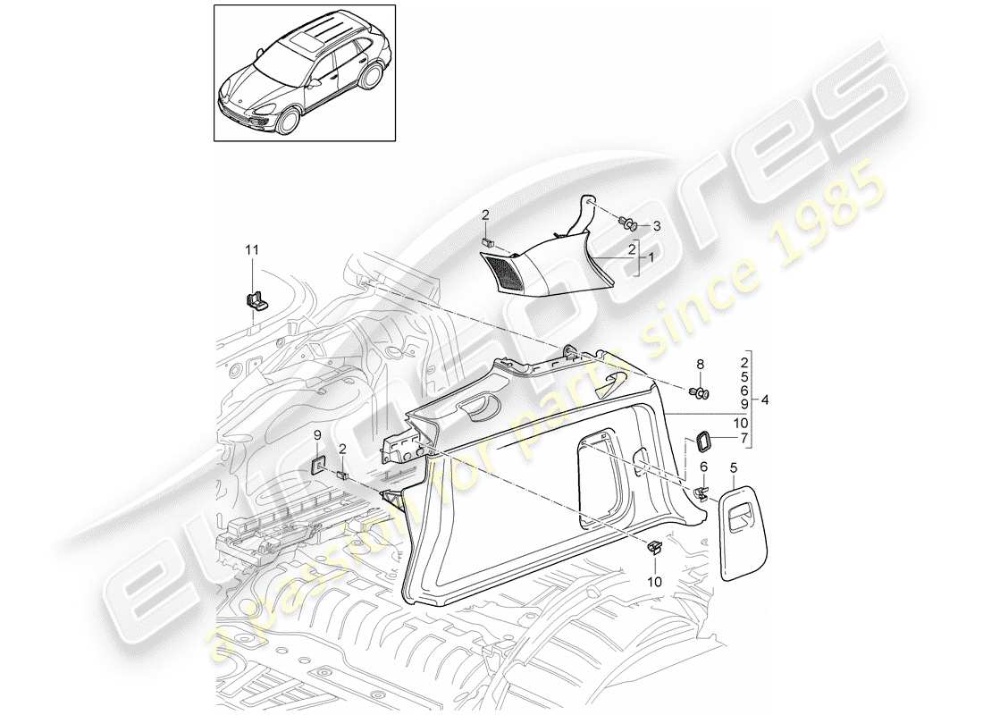 a part diagram from the porsche cayenne parts catalogue