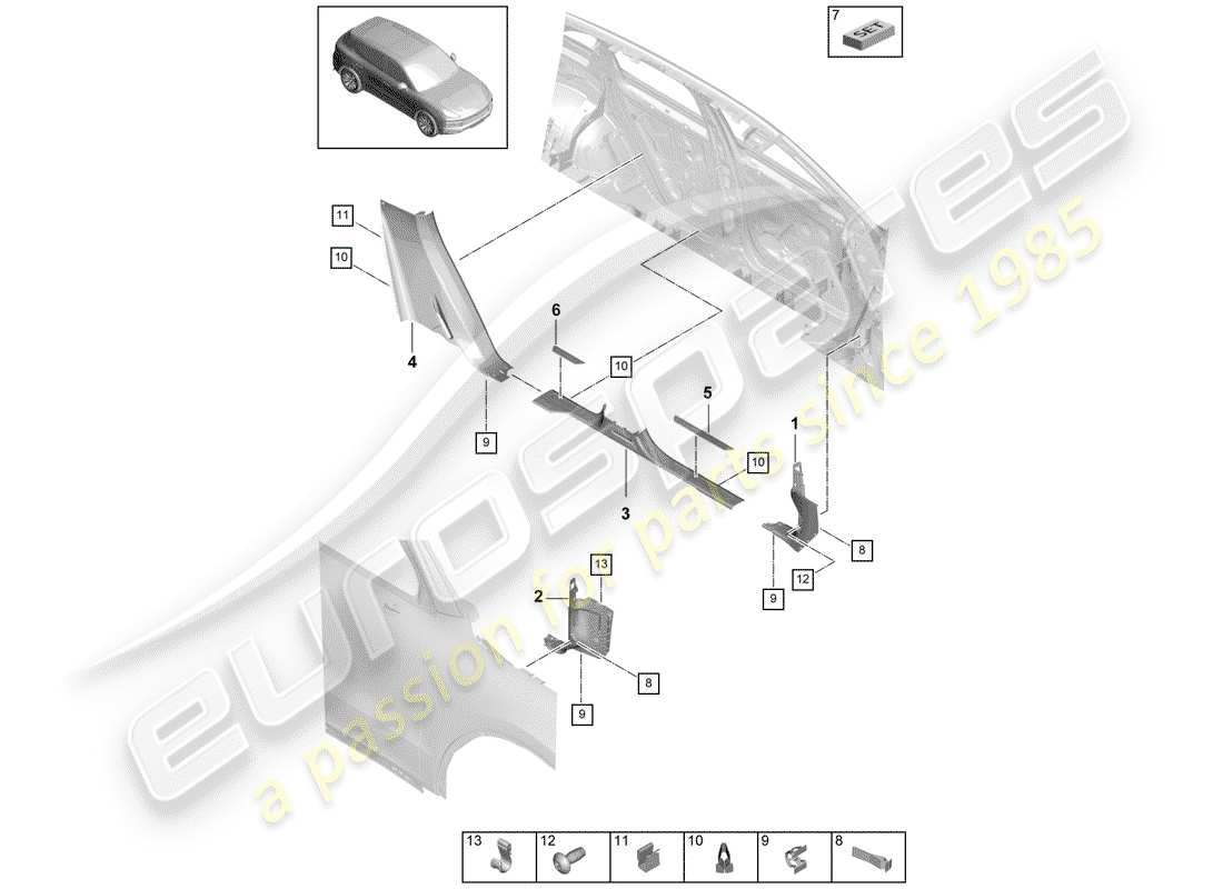 a part diagram from the porsche cayenne parts catalogue