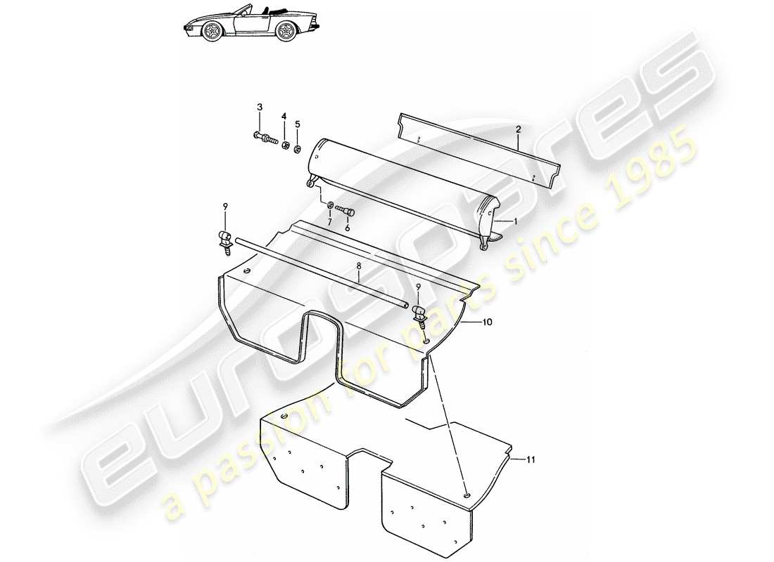 a part diagram from the porsche accessories and tequipment parts catalogue