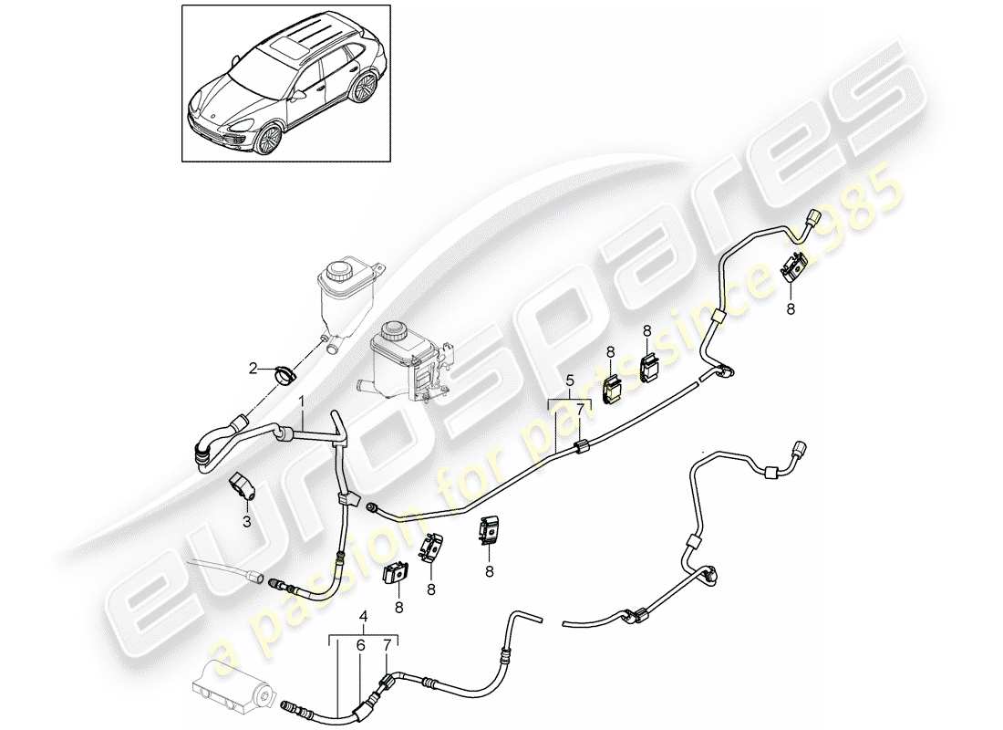 a part diagram from the porsche cayenne e2 (2018) parts catalogue