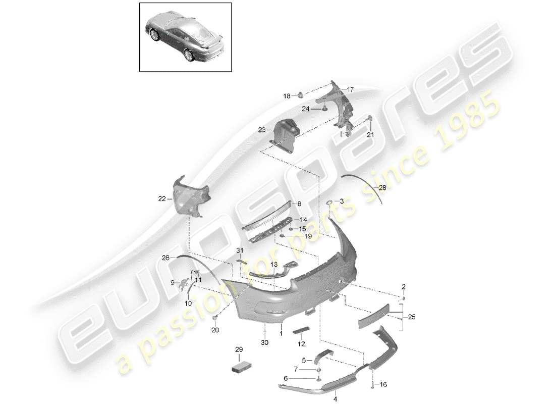 a part diagram from the porsche 991r/gt3/rs (2018) parts catalogue