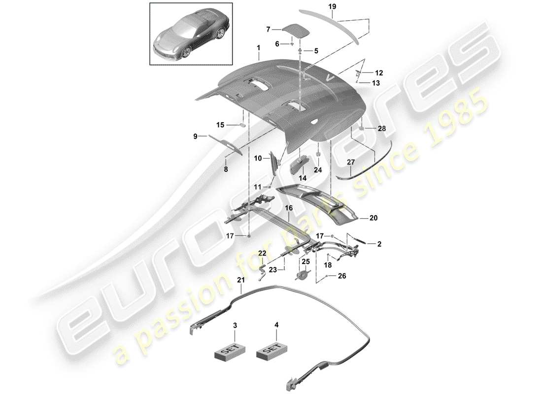 a part diagram from the porsche 991r/gt3/rs (2017) parts catalogue