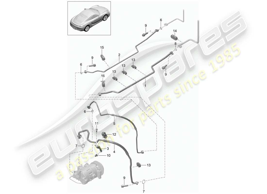 a part diagram from the porsche cayman 981 (2014) parts catalogue