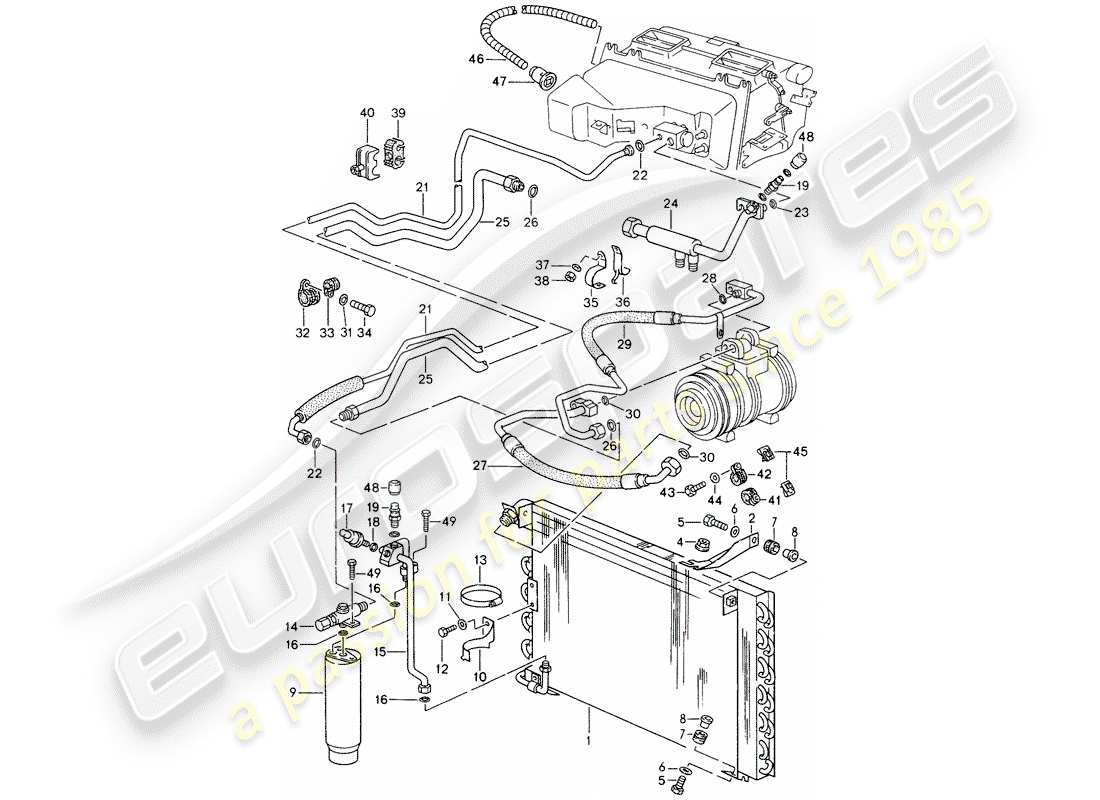 a part diagram from the porsche 928 parts catalogue