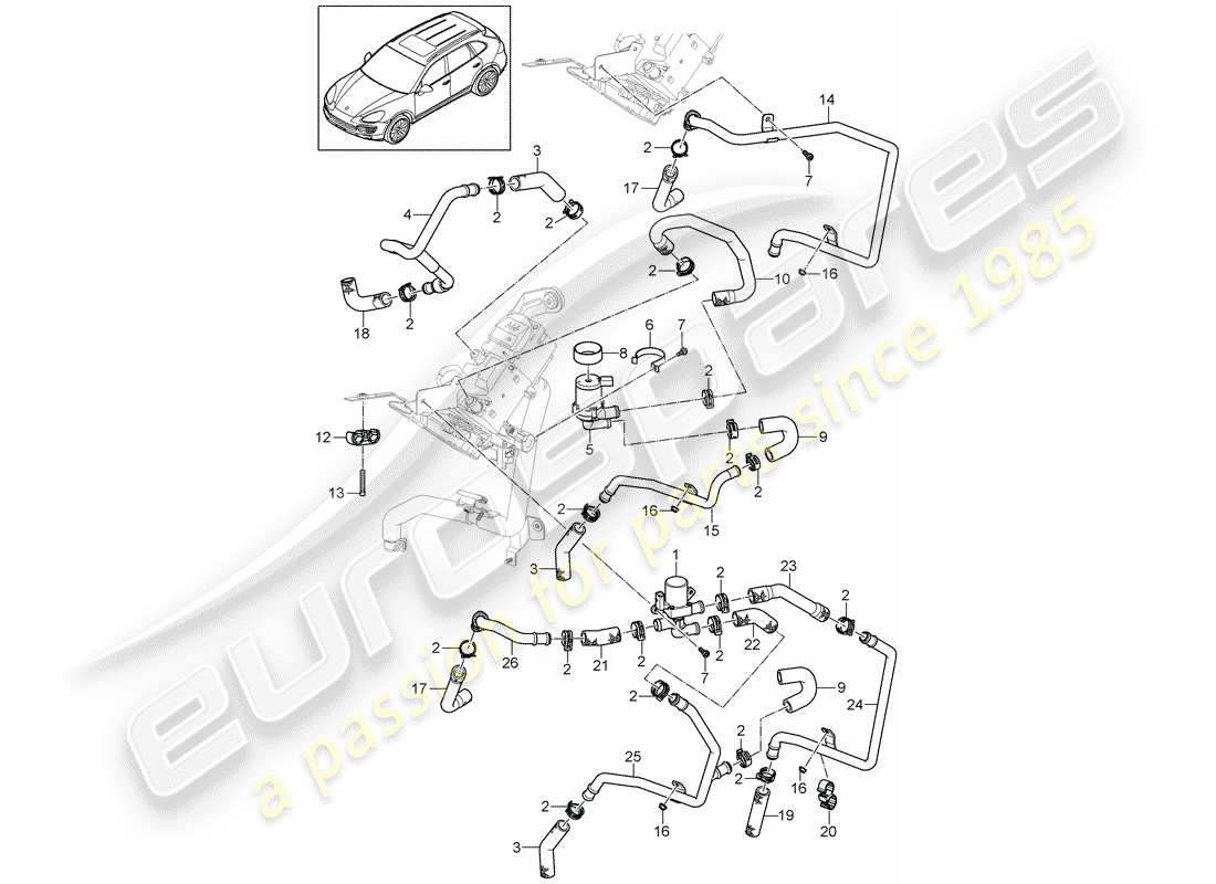 a part diagram from the porsche cayenne parts catalogue