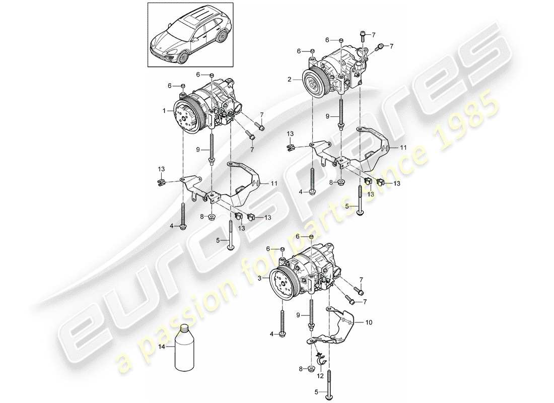 a part diagram from the porsche cayenne e2 (2012) parts catalogue