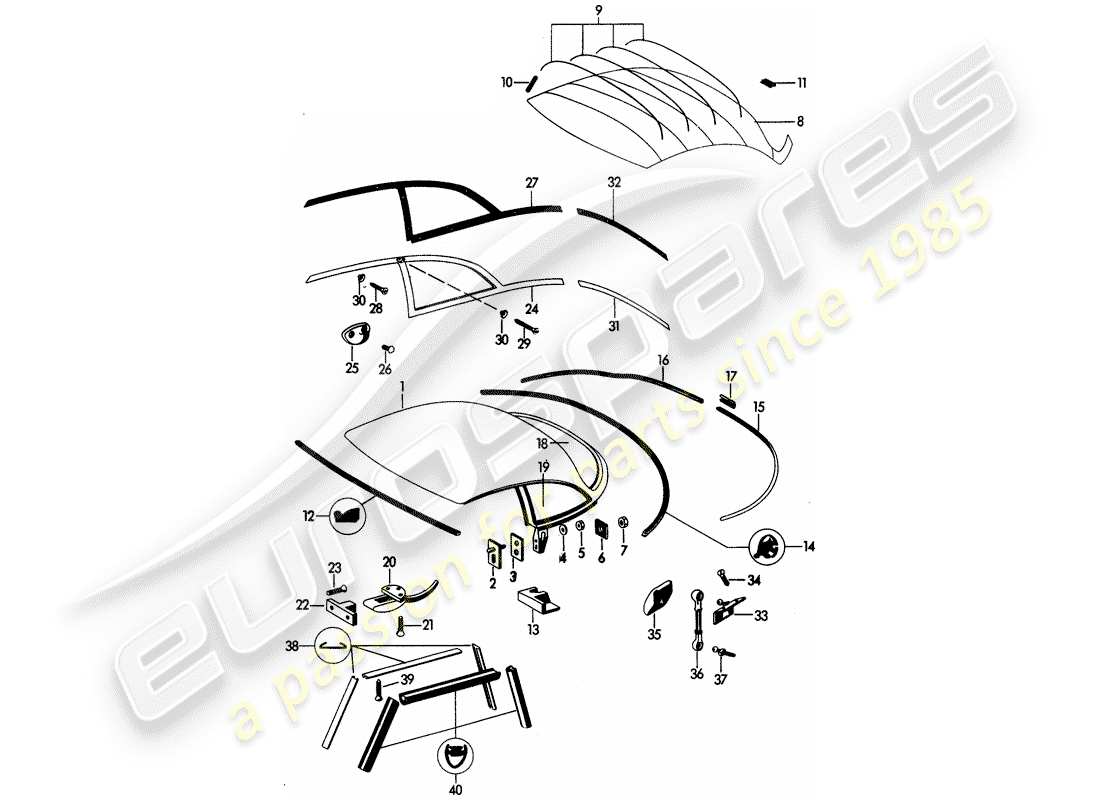 a part diagram from the porsche 356 parts catalogue