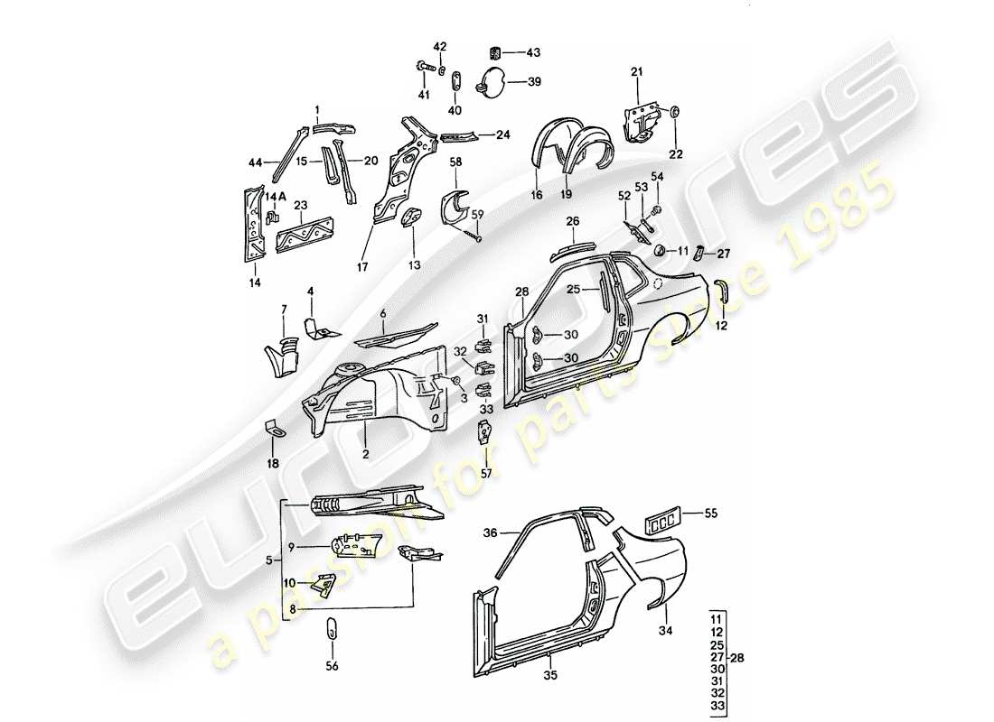 a part diagram from the porsche 924 parts catalogue