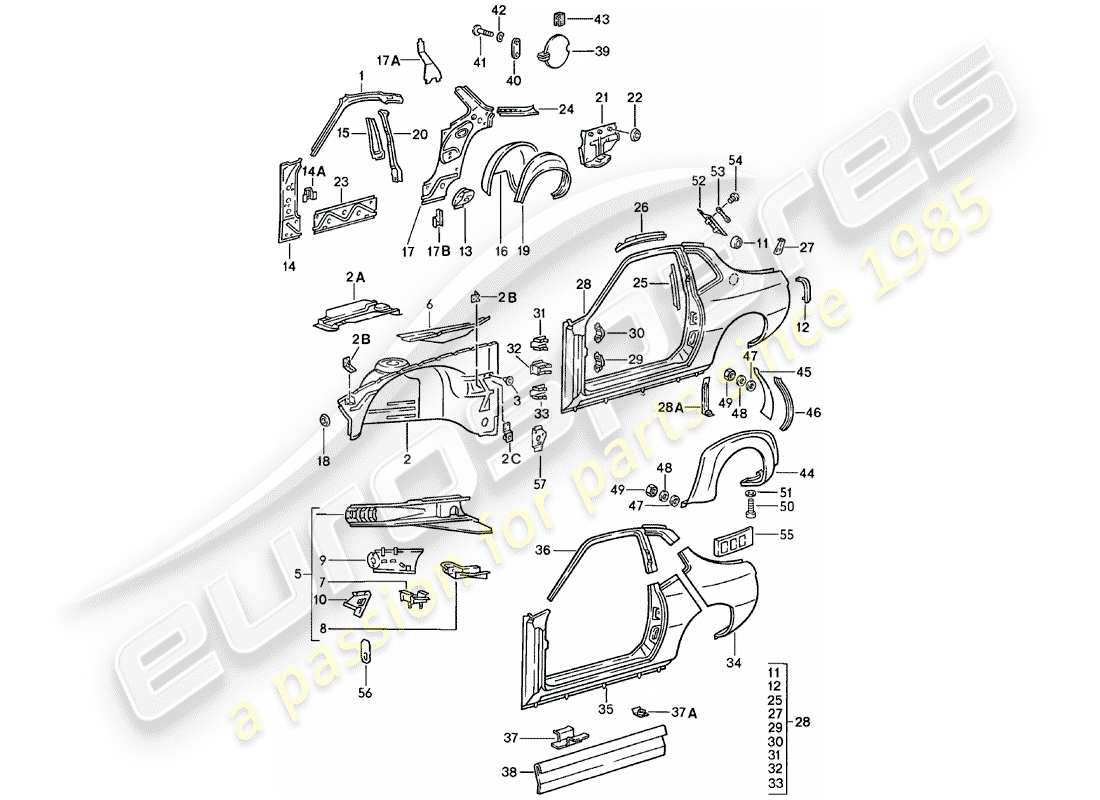 a part diagram from the porsche 924 parts catalogue