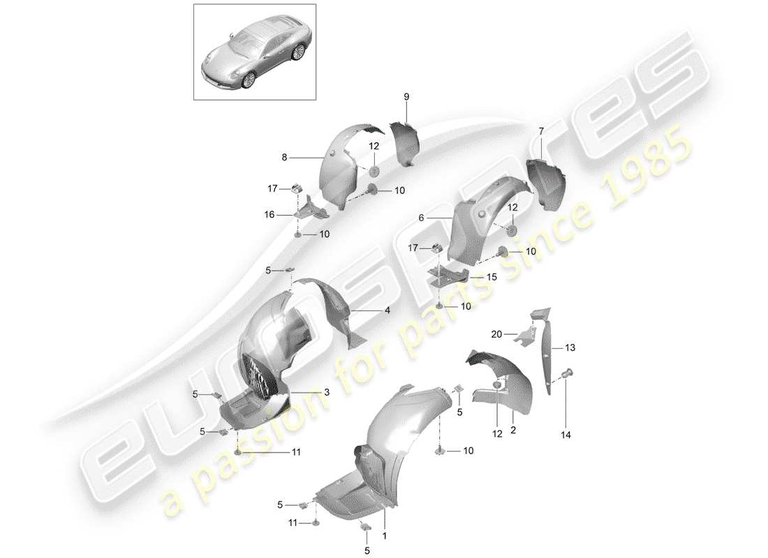 a part diagram from the porsche 991 parts catalogue