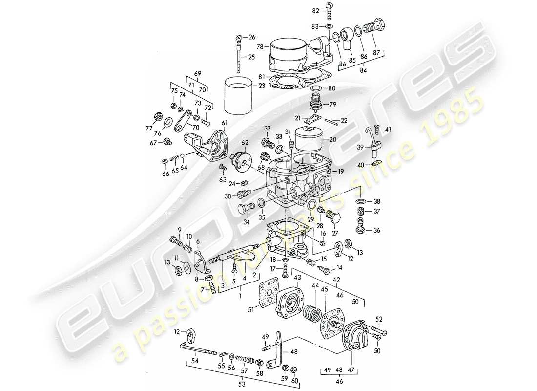 a part diagram from the porsche 356 parts catalogue