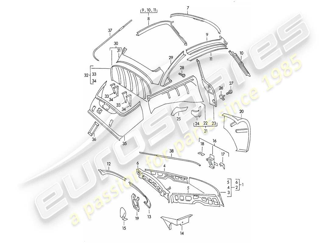 a part diagram from the porsche 356 parts catalogue