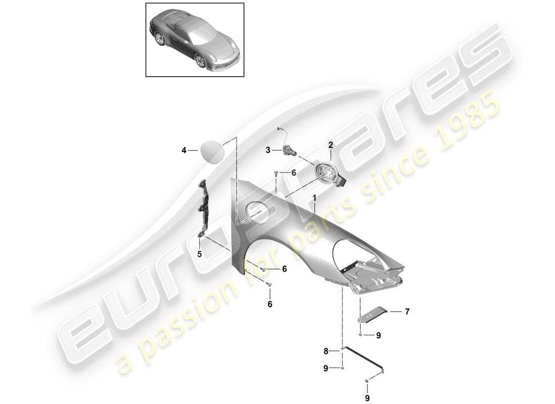 a part diagram from the porsche 991r/gt3/rs (2015) parts catalogue