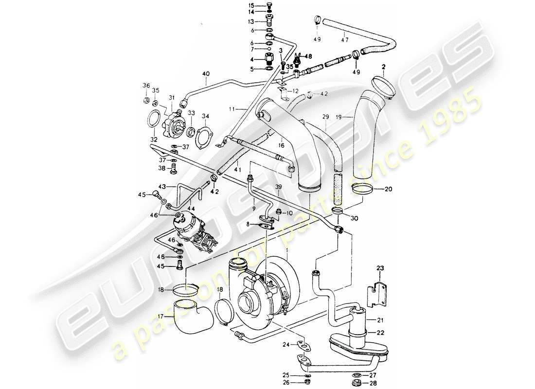 porsche 964 (1990) turbocharging - oil supply - for - exhaust gas turbocharger part diagram