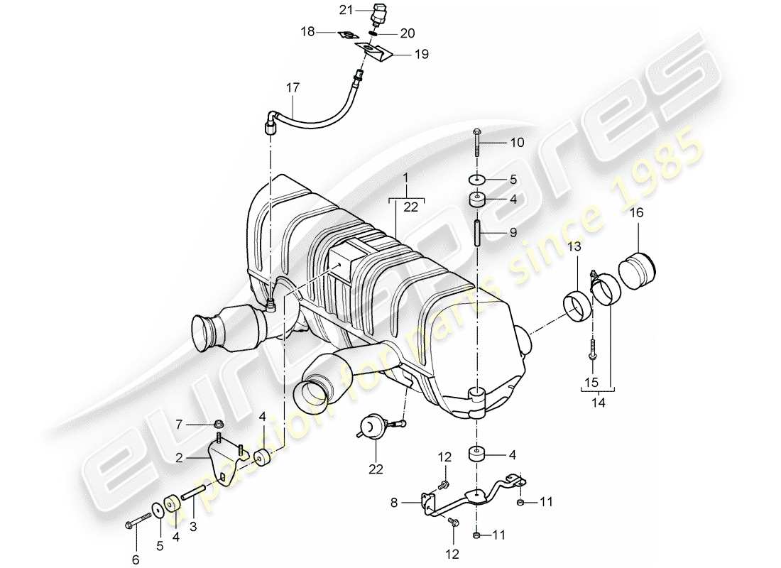 porsche carrera gt (2006) exhaust system - exhaust silencer, rear - tailpipe part diagram