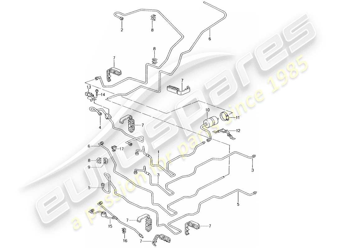 porsche boxster 986 (2004) fuel system parts diagram