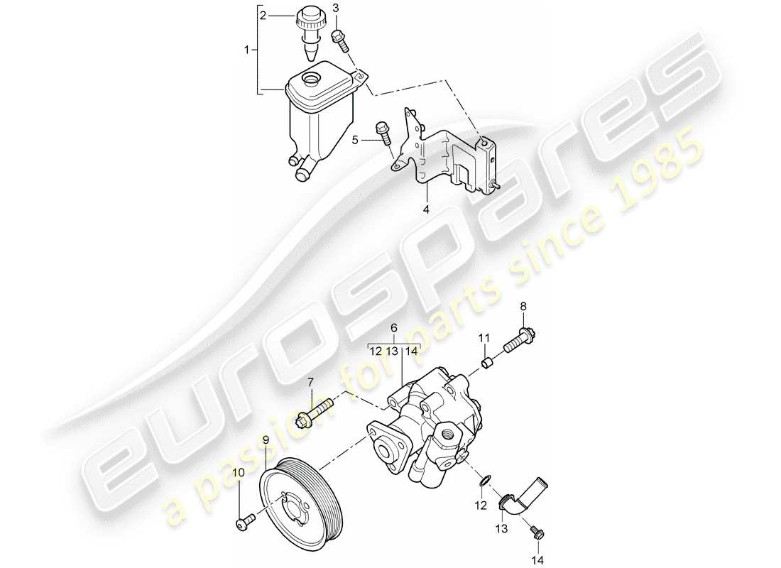 porsche cayenne (2005) power steering part diagram