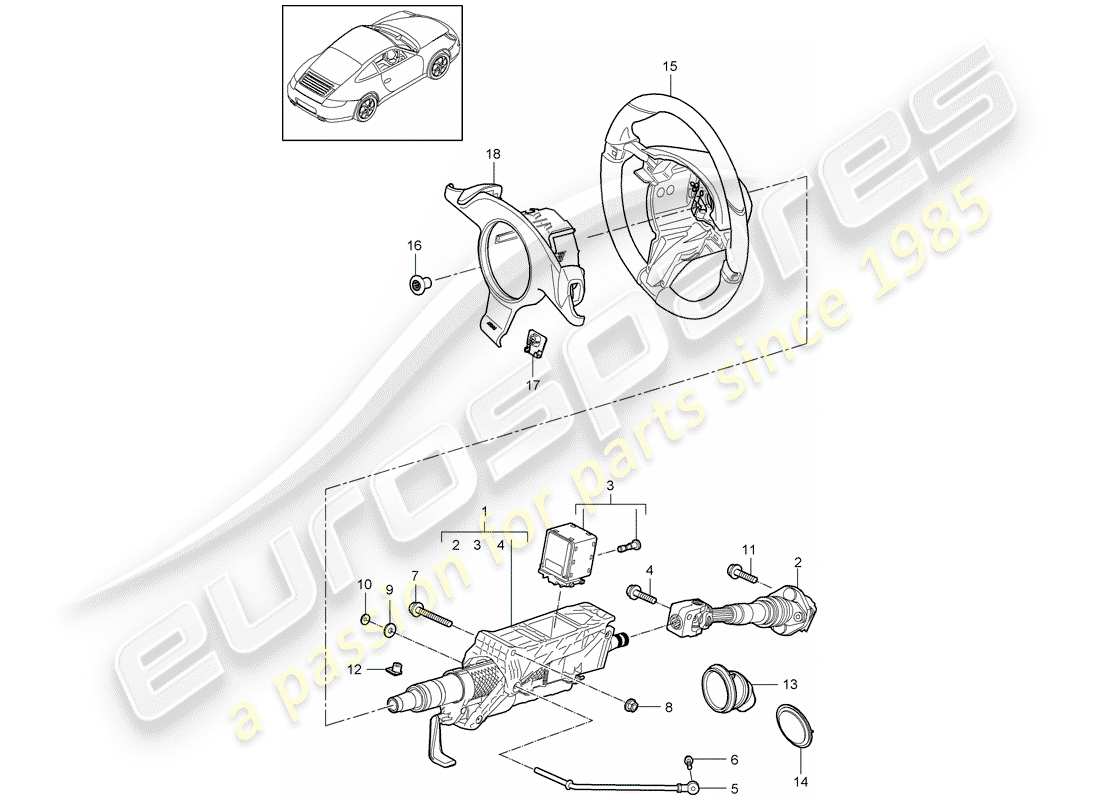 porsche 997 gen. 2 (2011) steering protective pipe part diagram