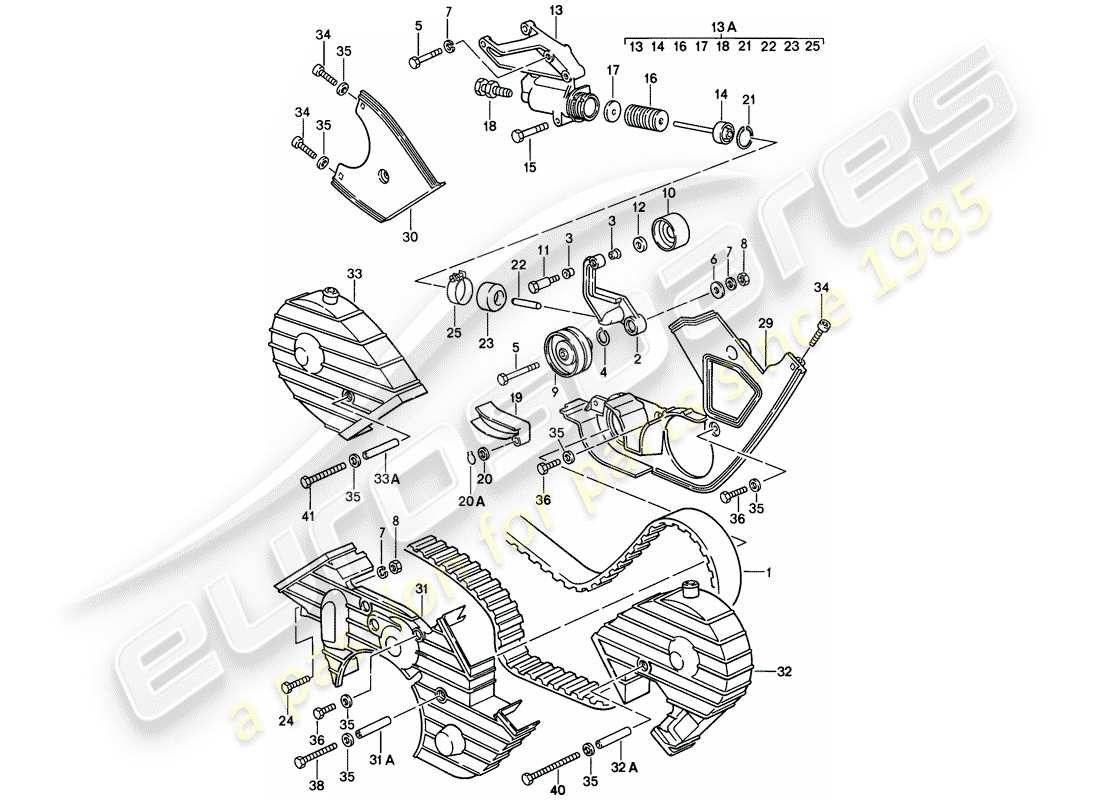 porsche 928 (1981) camshaft - driving mechanism parts diagram