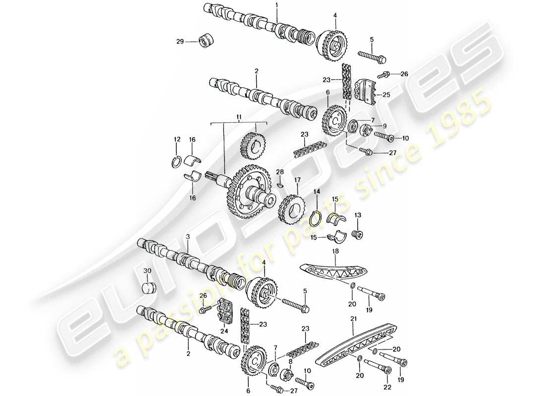 porsche 996 t/gt2 (2004) valve control parts diagram
