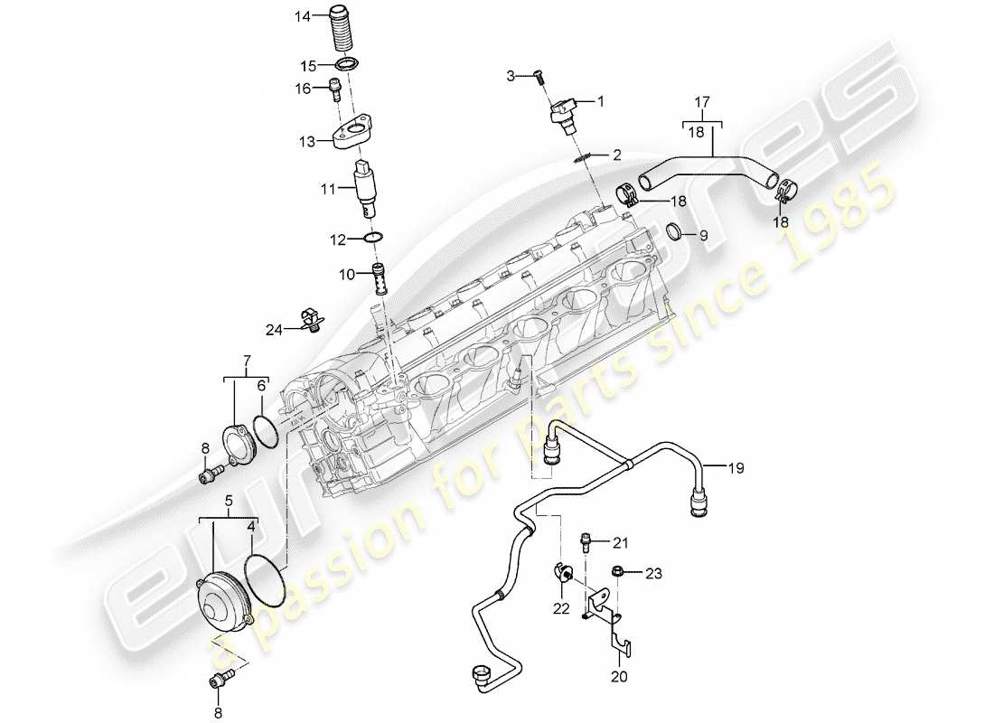 porsche carrera gt (2004) cylinder head - valve cover - accessories part diagram