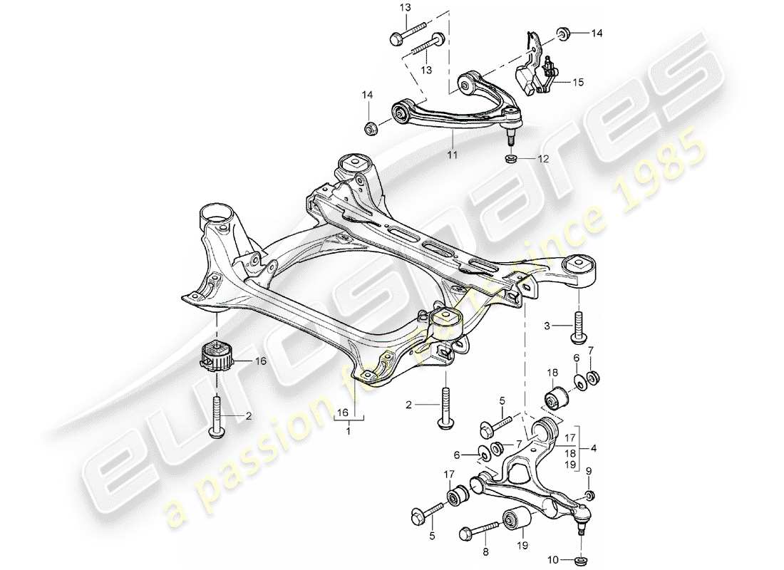 porsche cayenne (2005) sub-frame part diagram