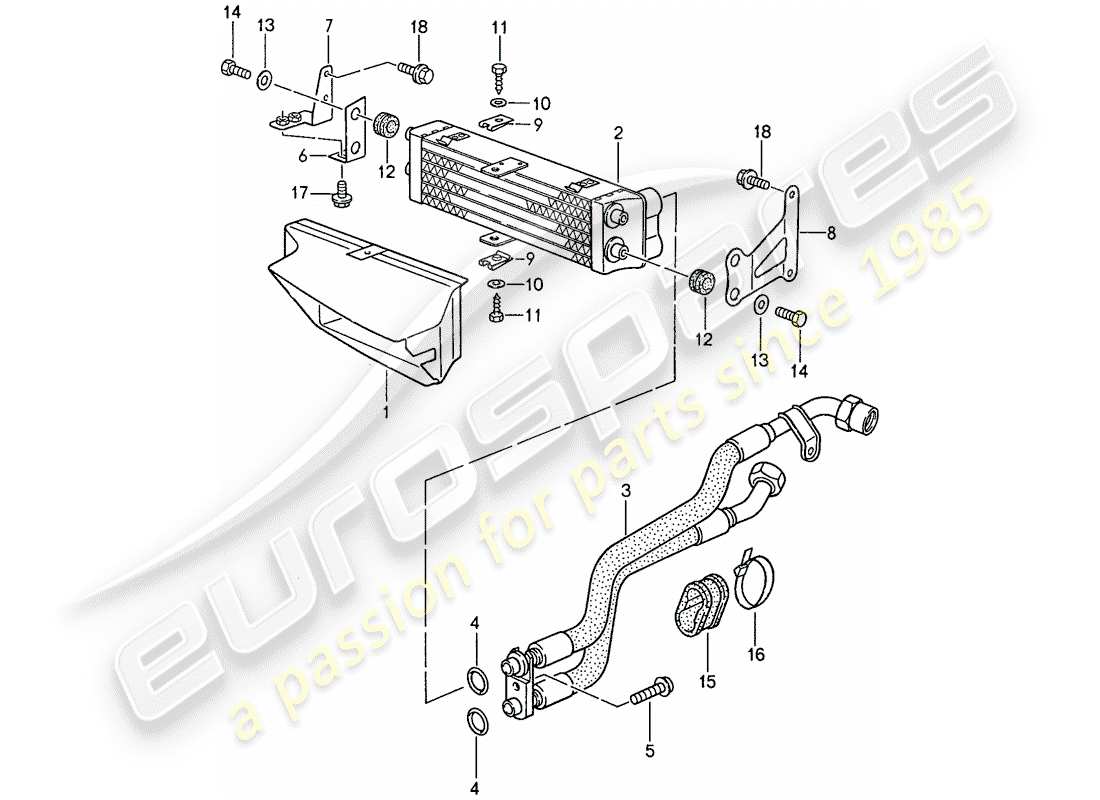 porsche 944 (1990) oil cooling parts diagram