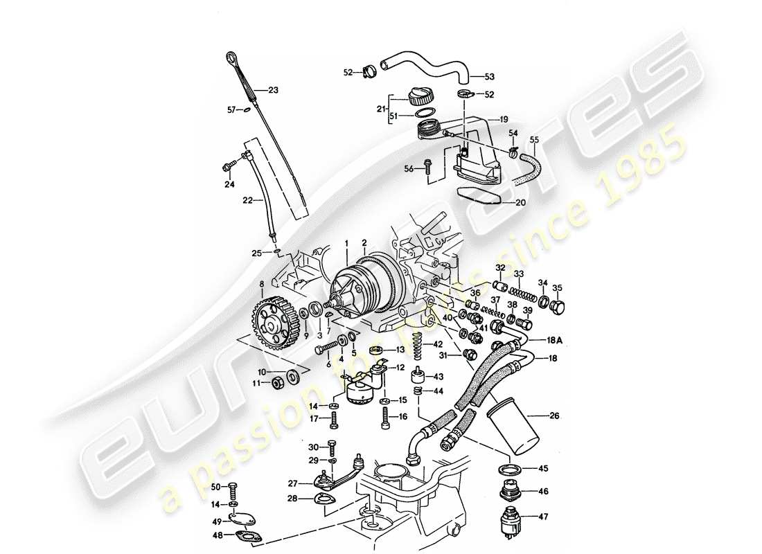 porsche 928 (1993) engine lubrication parts diagram