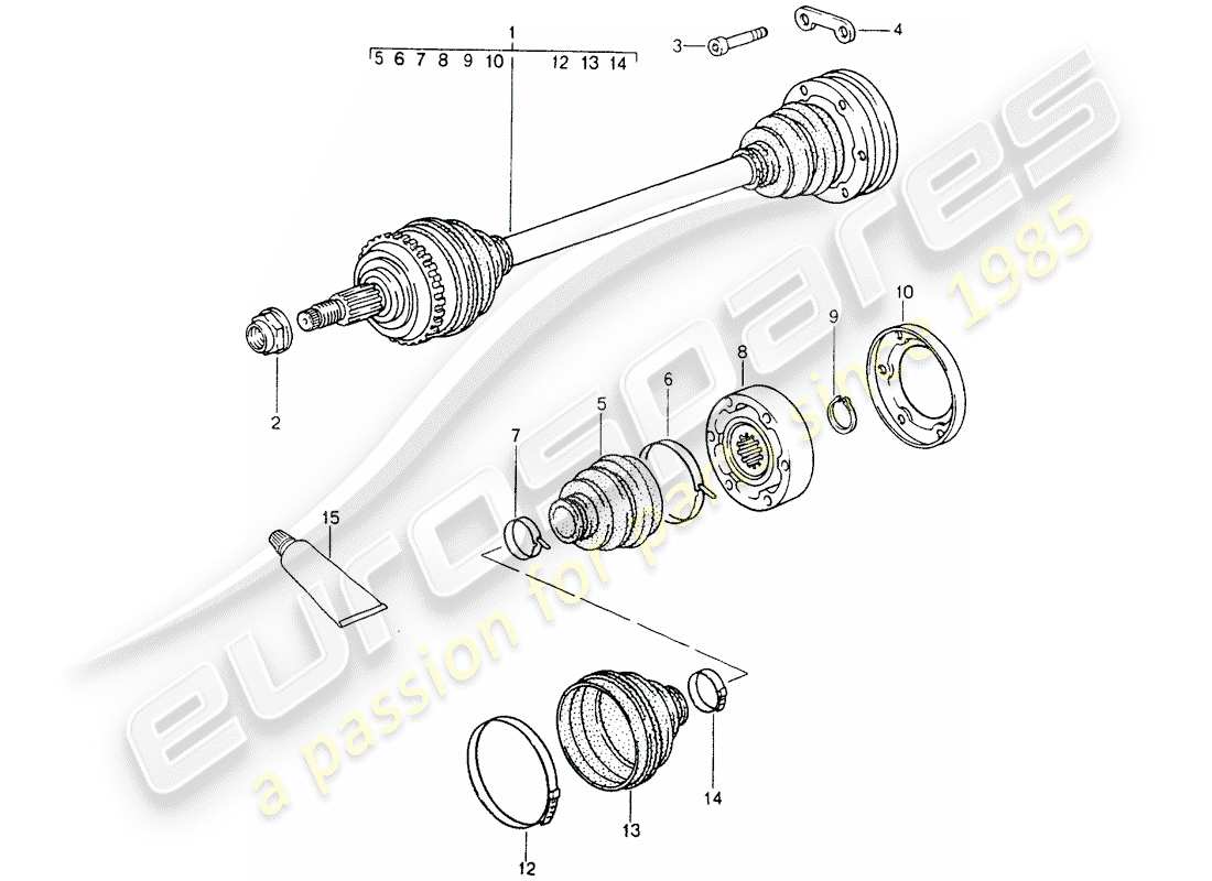 porsche 964 (1993) drive shaft part diagram