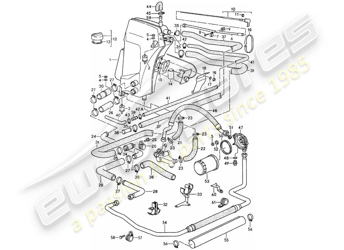 porsche 964 (1989) oil tank - lines part diagram