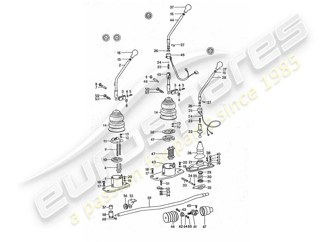 porsche 911 turbo (1977) transmission control part diagram