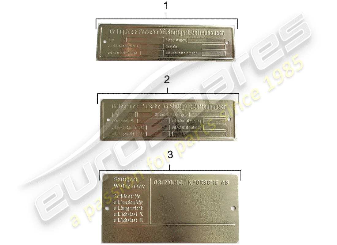 porsche 928 (1985) identification plate parts diagram