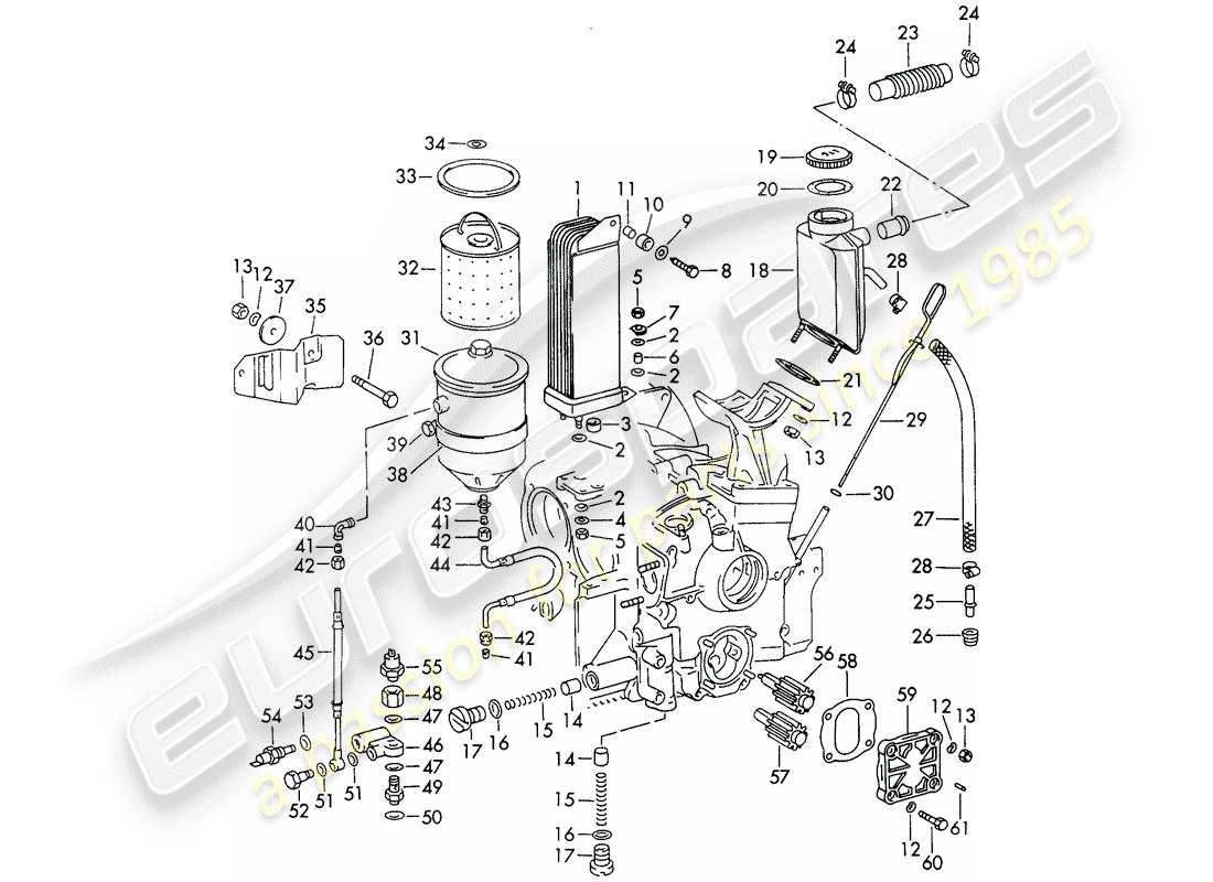 porsche 911/912 (1967) engine lubrication part diagram