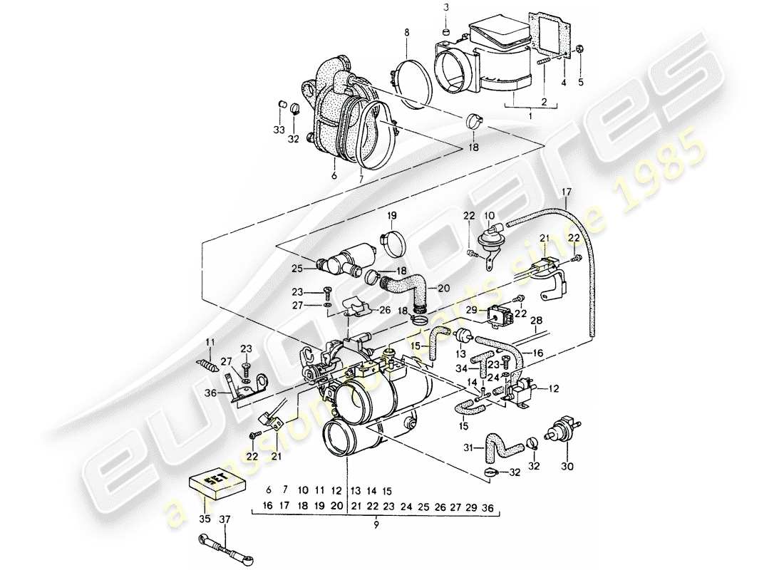 porsche 964 (1990) l-jetronic - flap-nozzle - intake housing - magnesium - see tpi - group 1 - nr. 26 part diagram