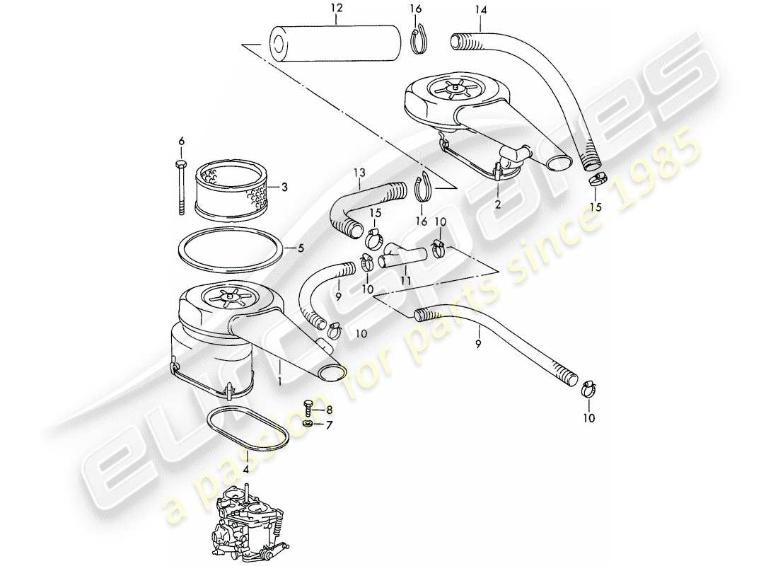 porsche 911/912 (1966) damper filter - 2. - version - - knecht - parts diagram