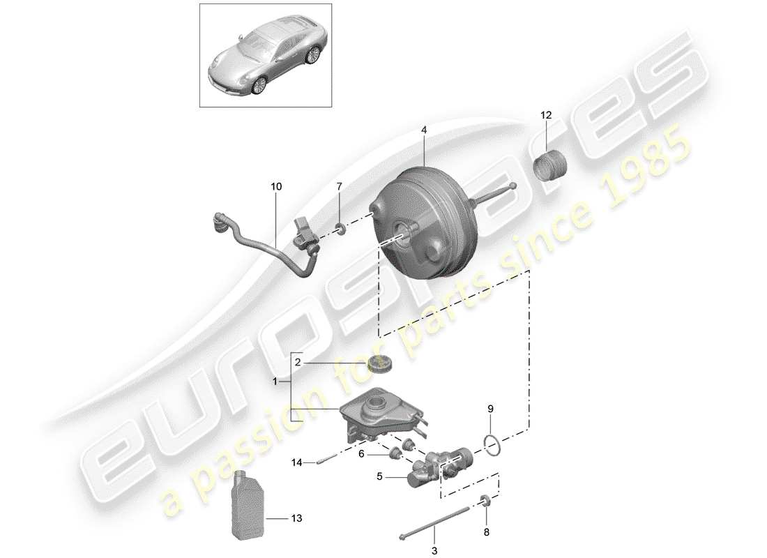 porsche 991 gen. 2 (2018) brake master cylinder part diagram